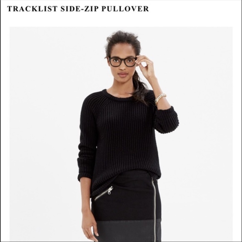 Madewell Tracklist Side-Zip Pullover Ribbed Sweater Size Large